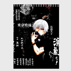 Скетчбук Токийский Гуль на фоне Иероглифов Tokyo Ghoul