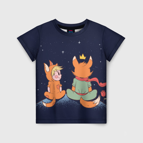 Детская футболка 3D Маленький принц и лис смотрят на небо, цвет 3D печать