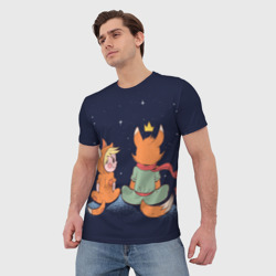 Мужская футболка 3D Маленький принц и лис смотрят на небо - фото 2