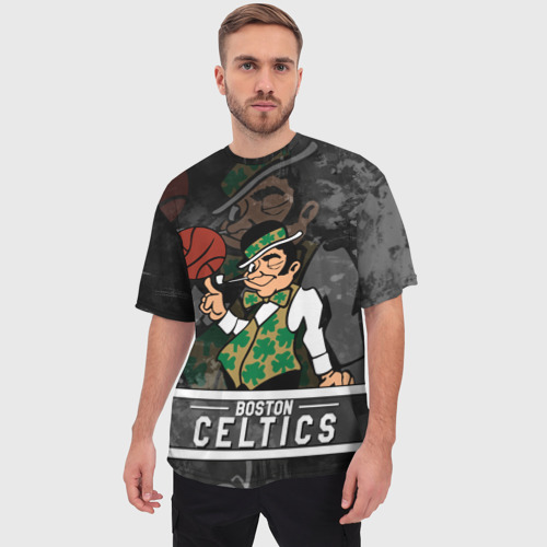 Мужская футболка oversize 3D Boston Celtics , Бостон Селтикс, цвет 3D печать - фото 3