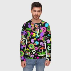 Мужской лонгслив 3D Acid Pop-art emoji pattern - фото 2