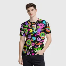 Мужская футболка 3D Acid Pop-art emoji pattern - фото 2