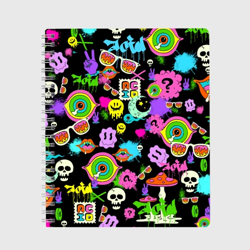 Тетрадь Acid Pop-art emoji pattern