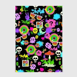 Постер Acid Pop-art emoji pattern