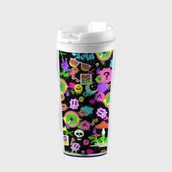 Термокружка-непроливайка Acid Pop-art emoji pattern