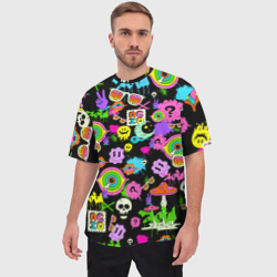 Мужская футболка oversize 3D Acid Pop-art emoji - фото 2