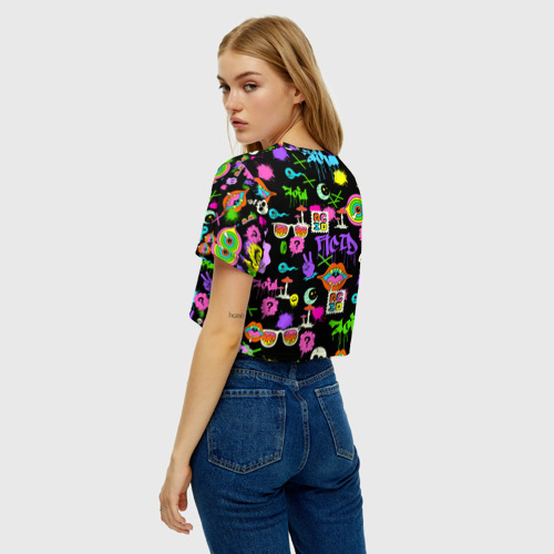 Женская футболка Crop-top 3D Acid Pop-art emoji, цвет 3D печать - фото 5