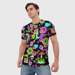 Мужская футболка 3D Acid Pop-art emoji - фото 2