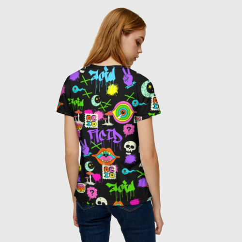 Женская футболка 3D Acid Pop-art emoji, цвет 3D печать - фото 4
