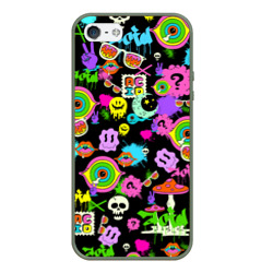 Чехол для iPhone 5/5S матовый Acid Pop-art emoji