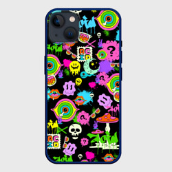 Чехол для iPhone 14 Plus Acid Pop-art emoji