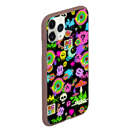 Чехол для iPhone 11 Pro Max матовый Acid Pop-art emoji, цвет коричневый - фото 3