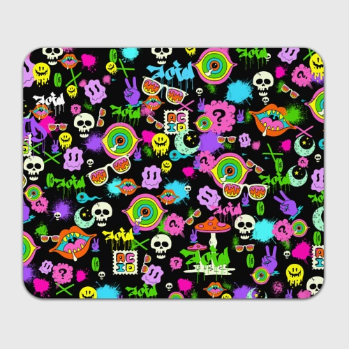 Прямоугольный коврик для мышки Acid Pop-art emoji pattern