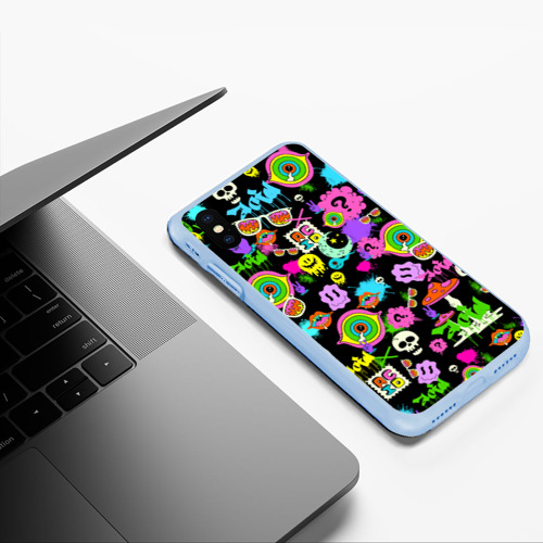 Чехол для iPhone XS Max матовый Acid Pop-art emoji, цвет голубой - фото 5