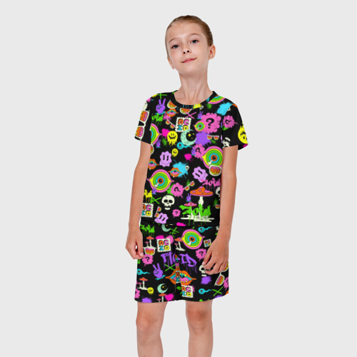 Детский костюм с шортами 3D Acid Pop-art emoji, цвет 3D печать - фото 5