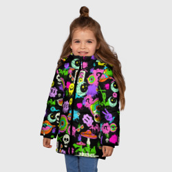 Зимняя куртка для девочек 3D Acid Pop-art emoji - фото 2