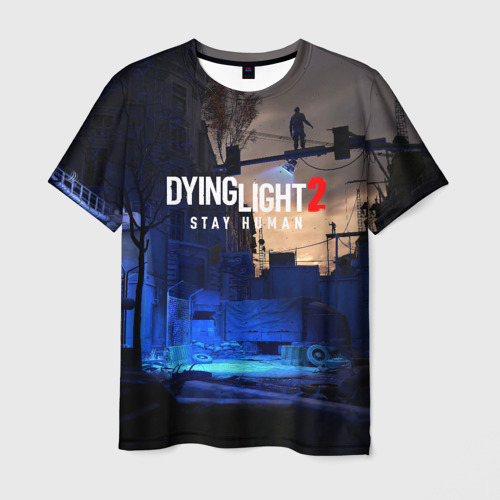 Мужская футболка с принтом Dyng Light 2: Stay Human - Приближается ночь, вид спереди №1