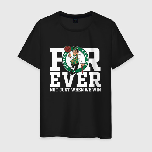 Мужская футболка из хлопка с принтом Forever not just when We win, Boston Celtics, Бостон Селтикс, вид спереди №1