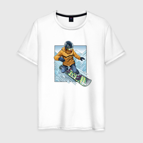 Мужская футболка из хлопка с принтом Арт Сноубордиста!, вид спереди №1