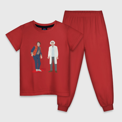 Детская пижама хлопок с принтом Назад в будущее делориан 2022, вид спереди #2