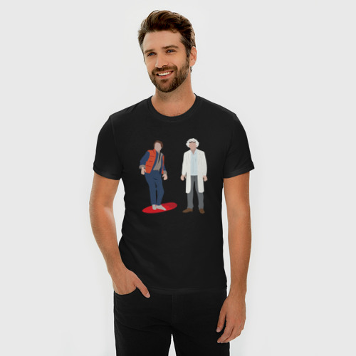 Мужская футболка хлопок Slim с принтом Назад в будущее делориан 2022, фото на моделе #1