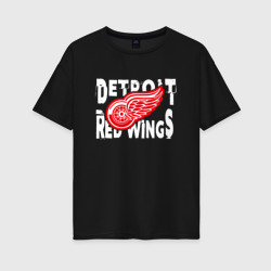 Женская футболка хлопок Oversize Детройт Ред Уингз Detroit Red Wings