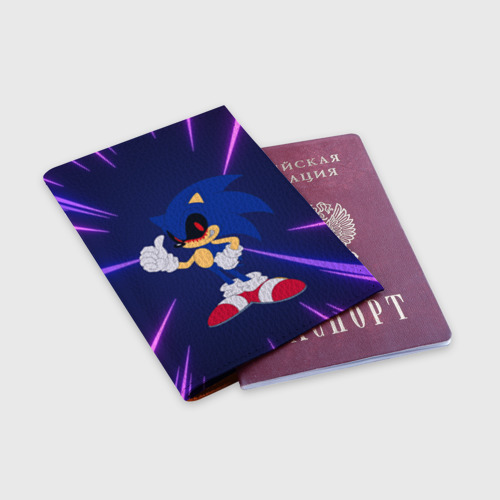 Обложка для паспорта матовая кожа Sonic EXE Соник, цвет оранжевый - фото 3