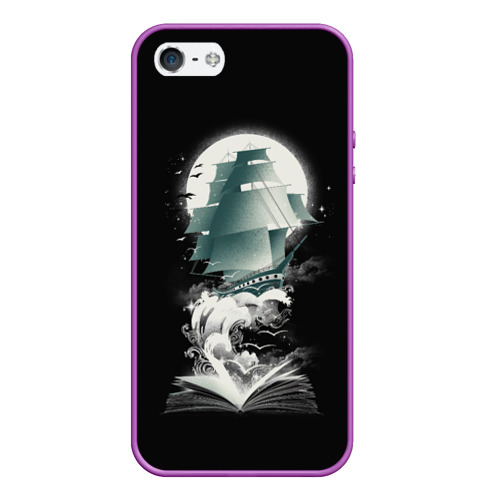 Чехол для iPhone 5/5S матовый Книга путешествий, цвет фиолетовый