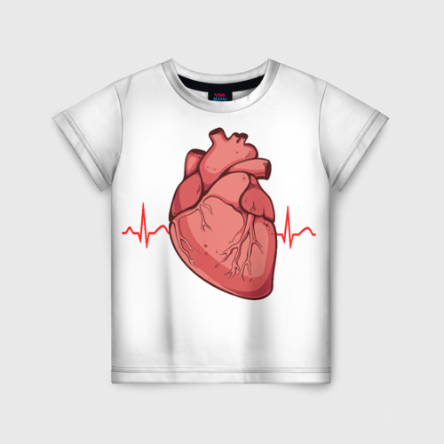 Детская футболка 3D с принтом Анатомия сердца, вид спереди #2