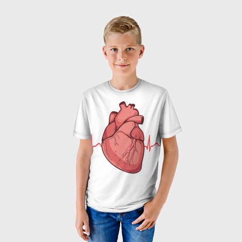 Детская футболка 3D с принтом Анатомия сердца, фото на моделе #1