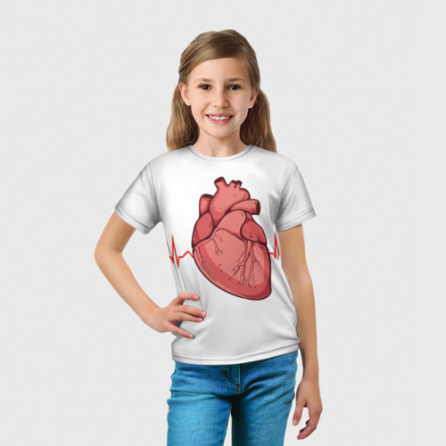 Детская футболка 3D с принтом Анатомия сердца, вид сбоку #3