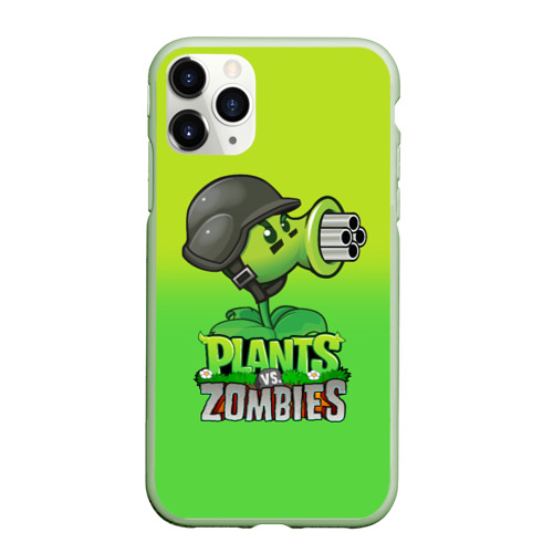 Чехол для iPhone 11 Pro матовый с принтом Plants vs Zombies - Горохомёт, вид спереди #2