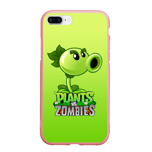 Чехол для iPhone 7Plus/8 Plus матовый Plants vs. Zombies - Горохострел, цвет баблгам