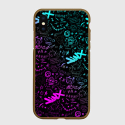 Чехол для iPhone XS Max матовый League Of Legends - Arcane неон логотипы