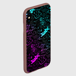 Чехол для iPhone XS Max матовый League Of Legends - Arcane неон логотипы - фото 2