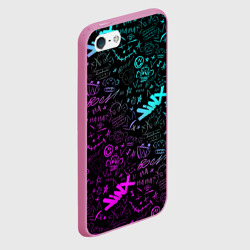 Чехол для iPhone 5/5S матовый League Of Legends - Arcane неон логотипы - фото 2