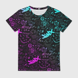 Женская футболка 3D League Of Legends - Arcane неон логотипы