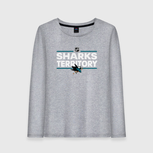 Женский лонгслив хлопок Sharks territory Сан-Хосе Шаркс, цвет меланж