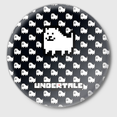 Значок Undertale dog and logo Ундертале, цвет белый