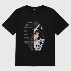 Женская футболка хлопок Oversize Великий из бродячих псов, Дазай Осаму цитата о судьбе на английском