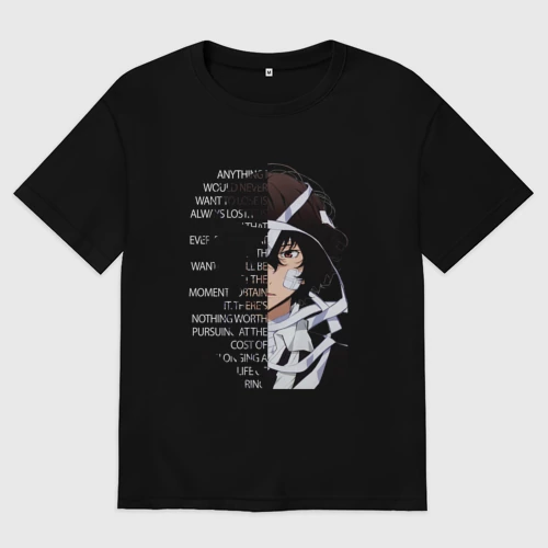 Женская футболка хлопок Oversize Великий из бродячих псов, Дазай Осаму цитата о судьбе на английском