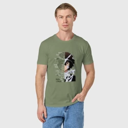 Мужская футболка хлопок Великий из бродячих псов, Дазай Осаму цитата о судьбе - фото 2