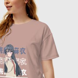 Женская футболка хлопок Oversize Этот глупый свин не понимает мечту девочки-зайки Seishun Buta Yarou wa Bunny Girl Senpai no Yume wo Minai, Маи Сакурадзима Mai Sakurajima - фото 2