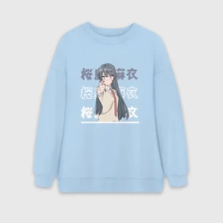 Женский свитшот oversize без начеса хлопок Этот глупый свин не понимает мечту девочки-зайки Seishun Buta Yarou wa Bunny Girl Senpai no Yume wo Minai, Маи Сакурадзима Mai Sakurajima