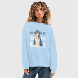 Женский свитшот oversize без начеса хлопок Этот глупый свин не понимает мечту девочки-зайки Seishun Buta Yarou wa Bunny Girl Senpai no Yume wo Minai, Маи Сакурадзима Mai Sakurajima - фото 2