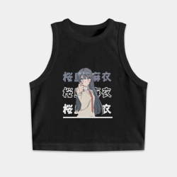 Женская укороченная майка-топ хлопок Этот глупый свин не понимает мечту девочки-зайки Seishun Buta Yarou wa Bunny Girl Senpai no Yume wo Minai, Маи Сакурадзима Mai Sakurajima