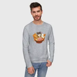 Мужской лонгслив хлопок Kawaii Cat Ramen - фото 2