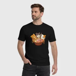 Мужская футболка хлопок Kawaii Cat Ramen - фото 2