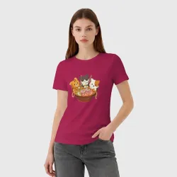 Женская футболка хлопок Kawaii Cat Ramen - фото 2
