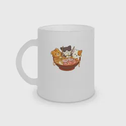 Кружка матовая стеклянная Kawaii Cat Ramen